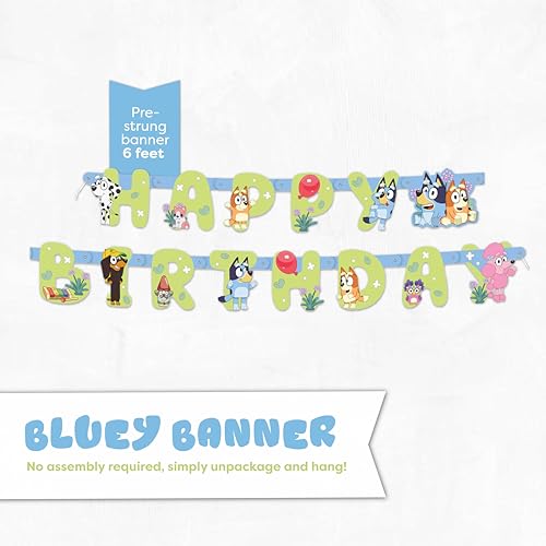 Bluey Birthday Party Decorations Set - 6ft Banner and Hanging Swirls