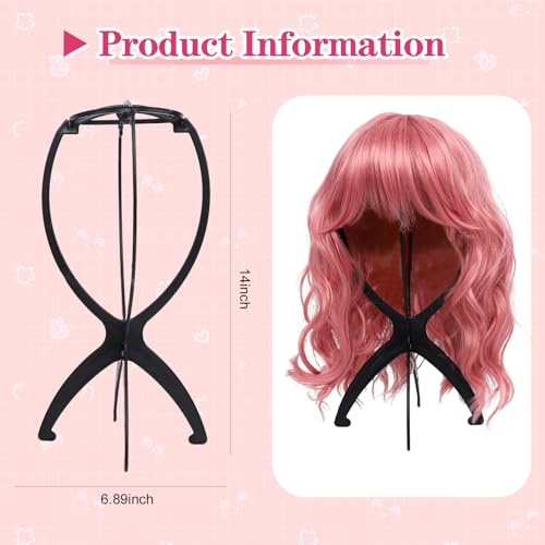 Portable Wig Stand Tripod 2 Pack - Black Collapsible Holder for Styling, Drying and Storage