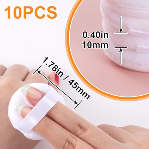 Pndeyo 10pcs Mini Velour Powder Puffs with Strap, Soft Round Face Makeup Sponges for Loose Powder and Foundation, White