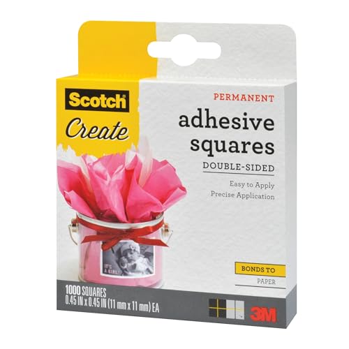 Scotch Double-Sided Adhesive Squares for Crafting, 1000 Pack