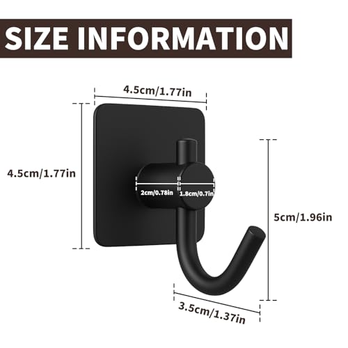Heavy Duty Adhesive Hooks - 2 Pack Wall Mount Hooks for Bathroom & Kitchen