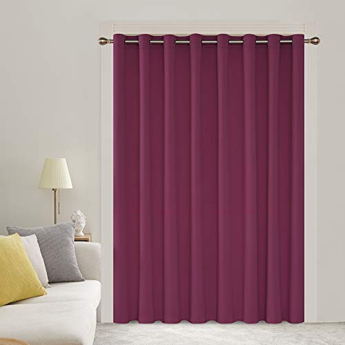 Deconovo Fuchsia Wide Width Blackout Grommet Curtain Panel 100W x 95L Thermal Insulated Room Darkening