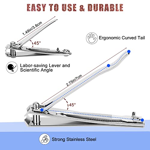 Tranchou Stainless Steel Nail Clipper Set with Built-in File, Large and Small