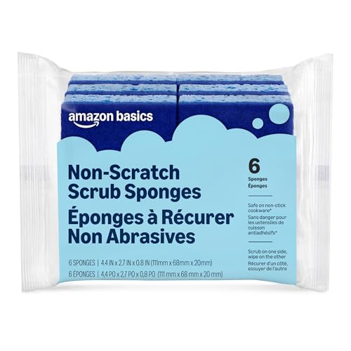 Amazon Basics Non-Scratch Dual-Sided Sponges - 6 Pack