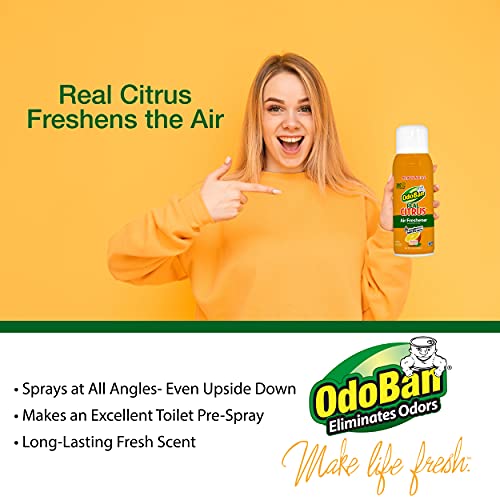 OdoBan Natural Citrus Air Freshener Spray, 360-Degree Continuous, 10 Oz (3-Pack)