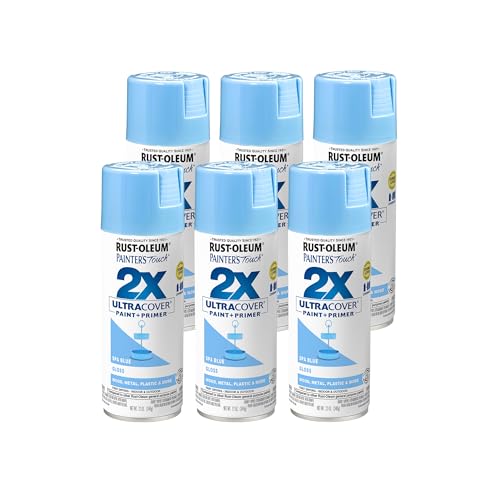 Rust-Oleum Painter's Touch 2X Ultra Cover Spray Paint, Spa Blue, 6 Pack