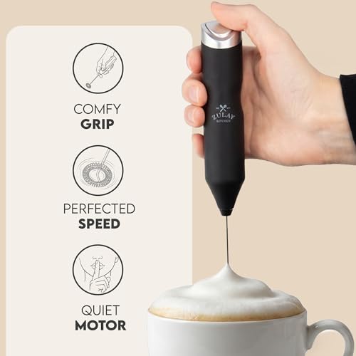 Zulay Kitchen Powerful Handheld Frother - Battery Operated Milk Mixer