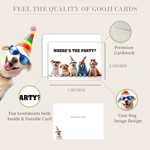 Gooji Funny Dog Birthday Card - Humorous Greeting for Women and Men