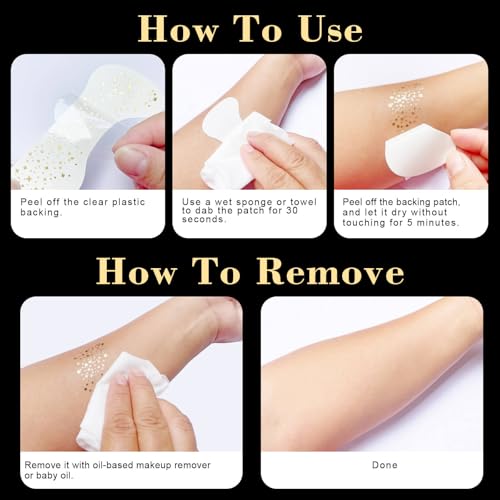 MEICOLY Gold Glitter Face Freckles Temporary Tattoo Patches 6Pcs