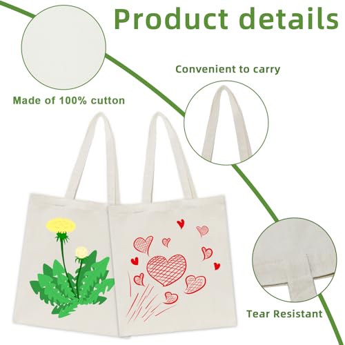 Beige Medium Canvas Tote Bag - Reusable Shopping Bag (6 Pack)