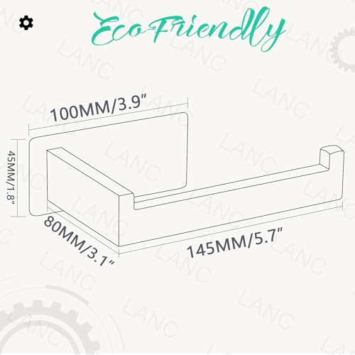 LANC Matte Black Self-Adhesive Toilet Paper Holder - Right-Facing Wall Mount