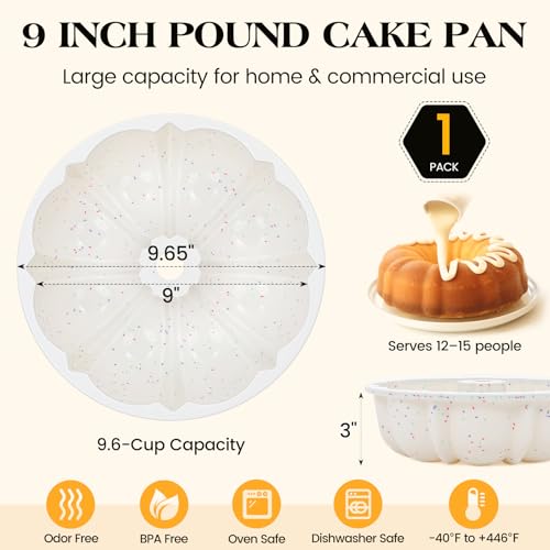 Vinino 9.5 Inch Fluted Tube Cake Pan with Metal Frame - Classic Regular