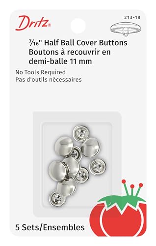 Dritz Half Ball Cover Buttons Size 18 - 7/16 Inch, 5 Sets