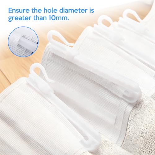 White 100 Pcs Plastic Curtain Hooks - Adjustable Pinch Pleat Shower & Window Hooks