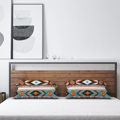 AOYEGO 12x20 Inch Aztec Throw Pillow Cover - Colorful Geometric Design