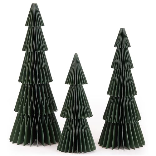 Paper Jazz 12 Inch Christmas Tree Honeycomb Decoration - Green, 3 Pieces