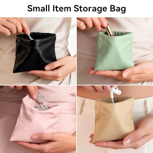 AUCCNT 4 Pcs Small Makeup Bag for Purse - Mini Portable Leather Cosmetic Pouch