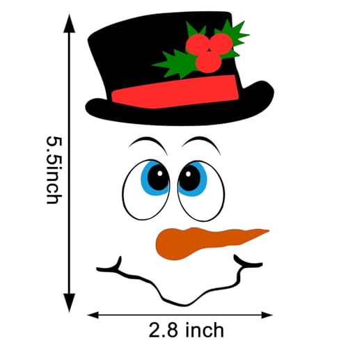 Christmas Snowman Face Stickers Set for Holiday Decorations - Waterproof Vinyl Decals