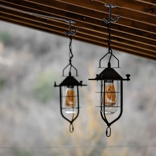 HEVSTIL 4-Piece Black Zinc Alloy Double Ceiling Hooks - Heavy Duty Storage
