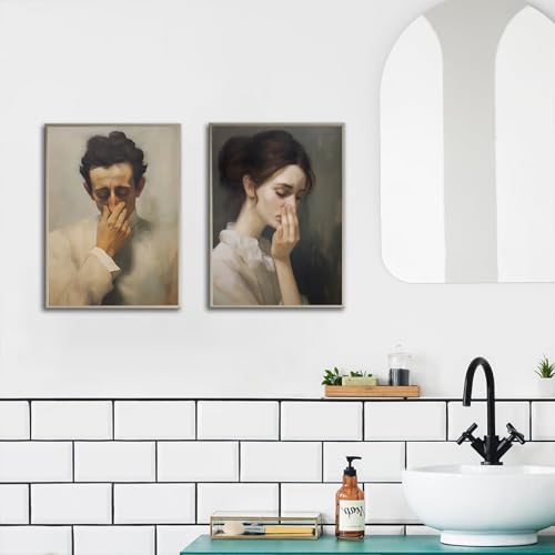 Funny Bathroom Wall Art Set - 2pcs 8x10 Humor Canvas Prints