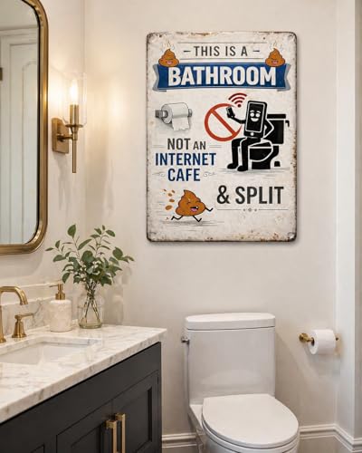 Funny Vintage Metal Bathroom Sign - 'This Is A Bathroom, Not An Internet Cafe' 8x12 Inch