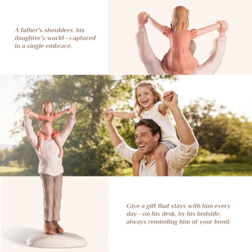 Father Daughter Figurine Shoulder Ride Gift for Dad from Daughter, Hand-Painted Resin Memorial