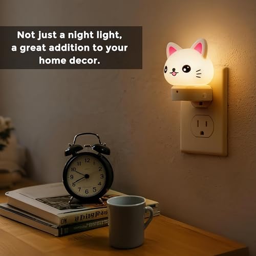 L LOHAS 3D Cat LED Night Light, Dusk to Dawn Sensor, RGB & Soft White