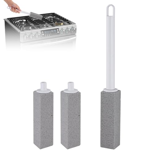 Pumice Stone for Stove Cleaning - 3 Pack with Handle & Hanging Hole