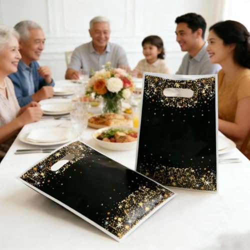 Reusable Grocery Bags - 50 Pcs Plastic Gift Bags with Star Pattern