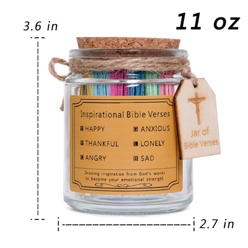 Bible Verse Jar with 96 Color-Coded Scripture Cards in Glass Cork Bottle
