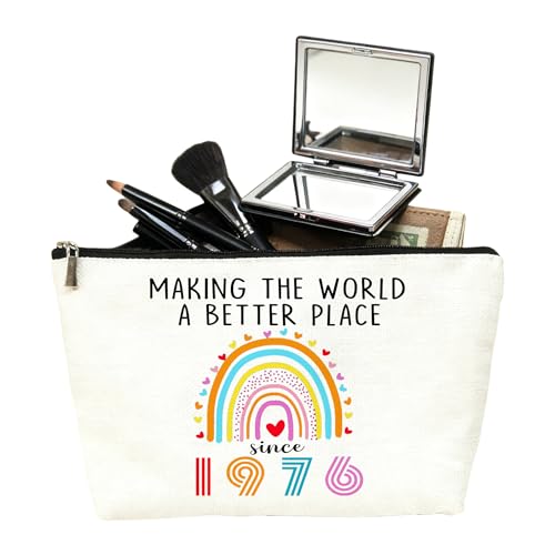 50th Birthday Makeup Bag for Women 1976 Waterproof Cosmetic Pouch