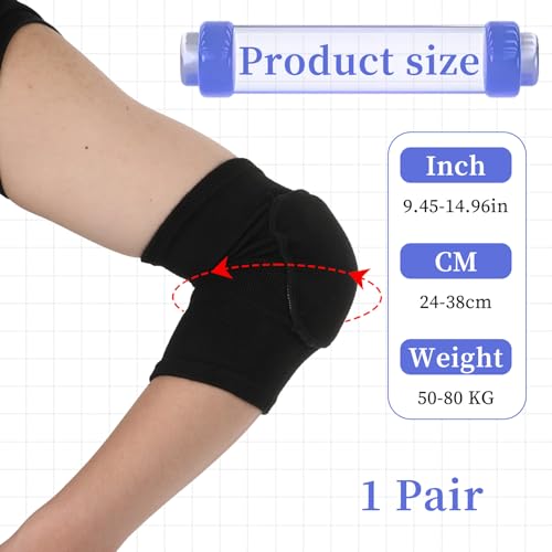 1 Pair Tandem Volleyball Elbow Pads, Arm Brace Pads Elbow Protector Strap Support Fitness Arm Protector Compression Breathable with Padded for Men and Women (Black, S, Suitable weight:110-176lb)