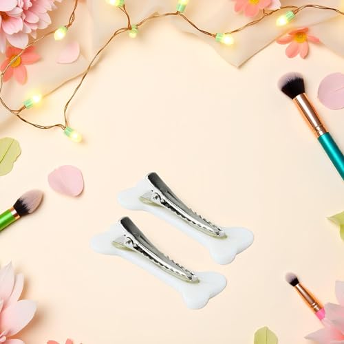 White Dog Bone Hair Clips Punk Hairpins Barrette 2Pcs
