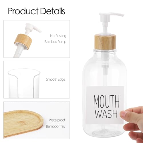 Clear Mouthwash Dispenser with Cup Holder - 17oz Refillable Bathroom Organizer