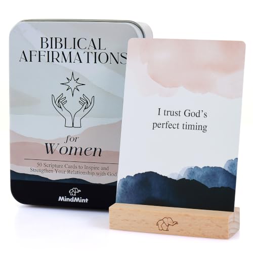 Biblical Affirmations for Women - 50 Daily Scripture Cards with Stand