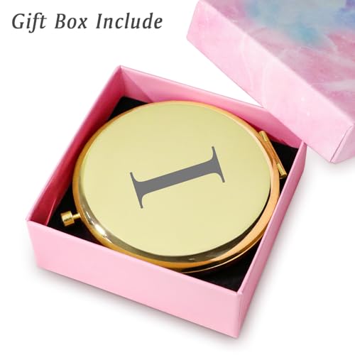 QUSTGO Personalized Monogram Compact Mirror - Custom Engraved Gift for Women