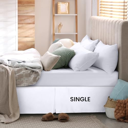 Utopia Bedding European Single Valance Sheet White - Pleated, Microfiber, Fits Under Mattress & Floor