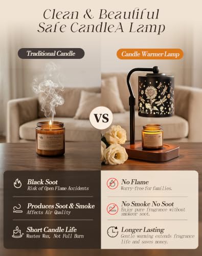 Dragonfly Adjustable Candle Warmer Lamp with Timer & 4-Level Dimmer - Height Adjustable