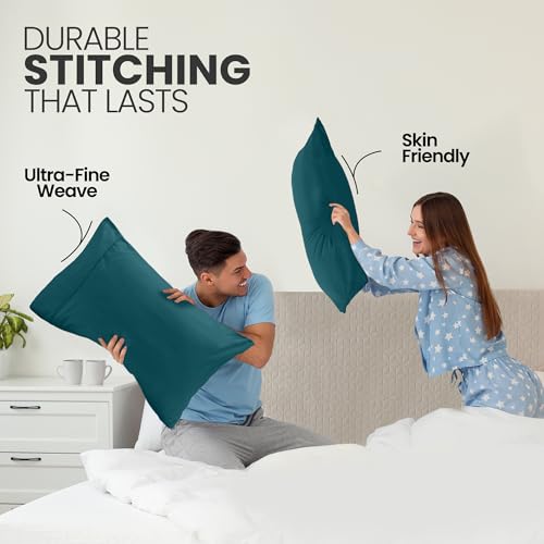 Utopia Bedding King Size Pillow Cases, Teal Microfiber Set of 4