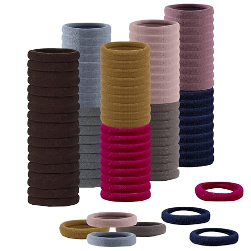 100-Pack Colorful Hair Ties No Damage Elastic Hair Bands for Thick Hair