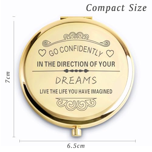 QUSTGO Personalized Compact Mirror - Engraved Inspirational Gift for Women