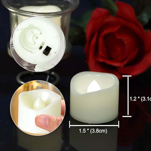12-Pack LED Flameless Votive Candles - Battery Operated White Tea Lights