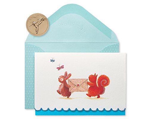 Papyrus Blank Cards with Envelopes - Bunny & Squirrel Design, Blue, 14 Count