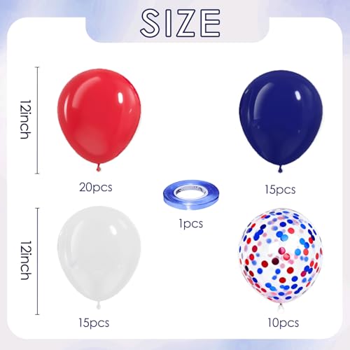 Red and Blue Balloons Set - 60 pcs Navy, 12 Inch Party Decor