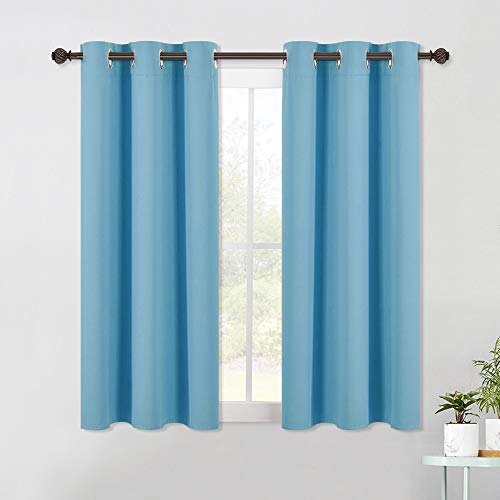 NICETOWN Teal Blue Blackout Curtains, 42x40 Inch Grommet Panels (Set of 2)