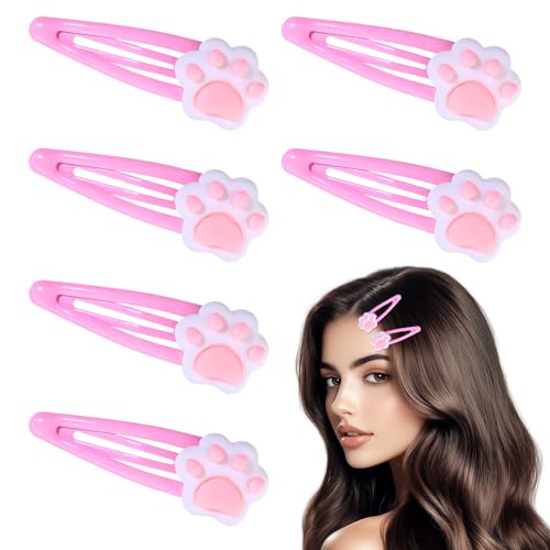 Kawaii Pink Cat Metal Hair Clips Set 6PCS Cute Y2k Hair Accessories
