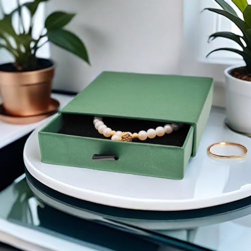GymRichy Green 2-Pack Small Jewelry Gift Boxes 3.5x3.5x1 Inch for Earrings & Necklaces