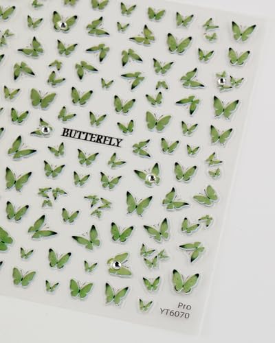 lulir Green Butterfly Nail Stickers Self-Adhesive Art Decals