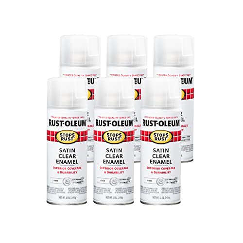Rust-Oleum Stops Rust Satin Clear Spray Paint, 12 oz, 6 Pack