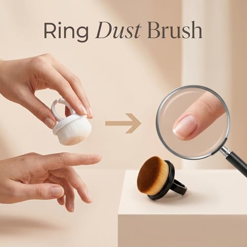 Macuezu 4 Pcs Wearable Ring Nail Dust Remover Brush - Soft Nylon Bristle Manicure Tool